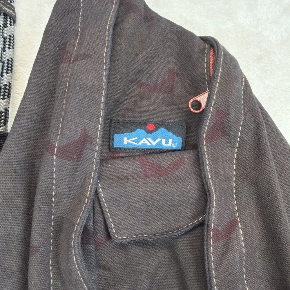KAVU Rope Sling Bag Brown Fox Animal Print Crossbody Backpack Outdoor